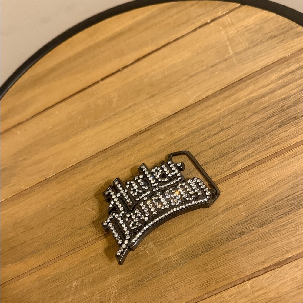 Y2K Harley-Davidson Silver Rhinestone Script Buckle